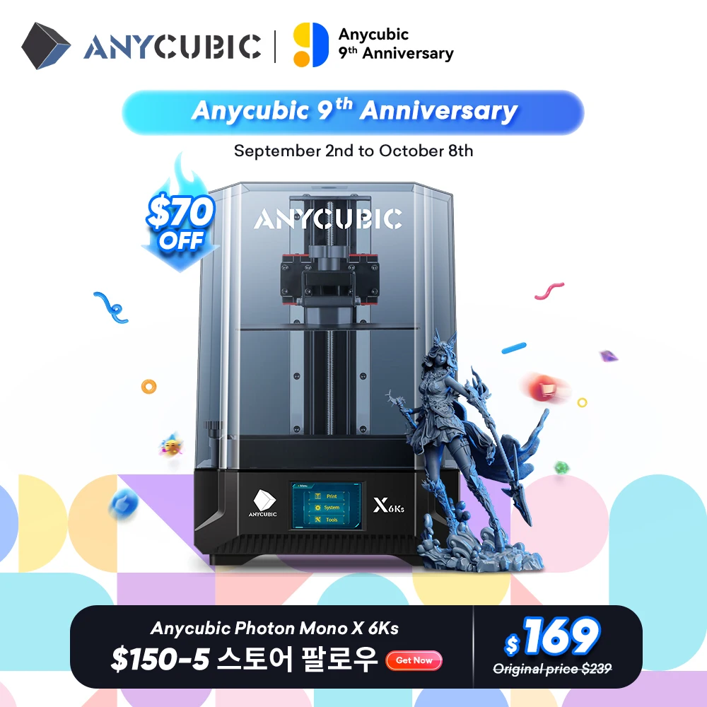 ANYCUBIC Photon Mono X 6Ks LCD 3D 프린터 9.1 ''6K 대형 스크린 3D 인쇄 4.76L 빌드 볼륨 UV 수지 SLA 3D 프린터