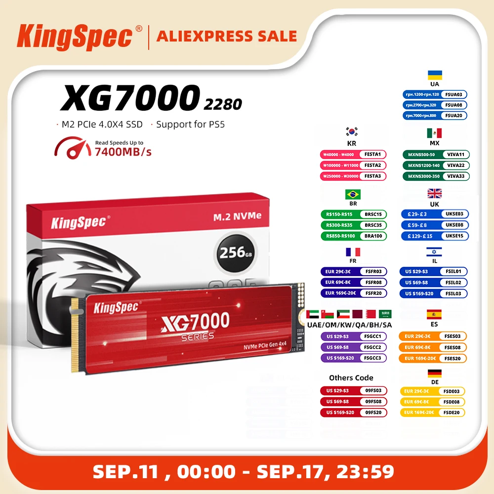 KingSpec-SSD M2 NVMe 512g 1TB 2TB 4TB M.2 2280 PCIe 4.0 SD Nmve Gen4