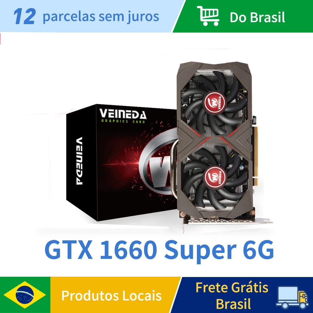 VEINEDA 그래픽 카드 GTX 1660 Super 6gb GDDR6 192 비트 PCI-E 3.0 × 16 게임용 GPU gtx 1660 시리즈 비디오 카드 리퍼브 카드